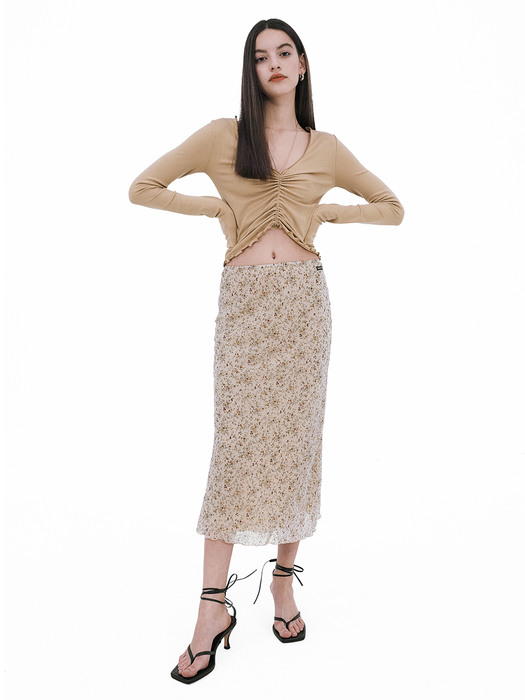 Double Bias Rose Skirt Ivory 