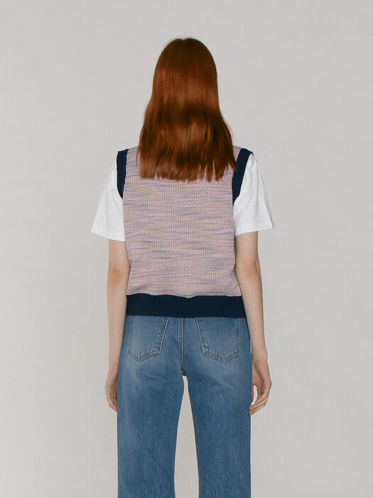 Multi Color Knit Vest_Navy