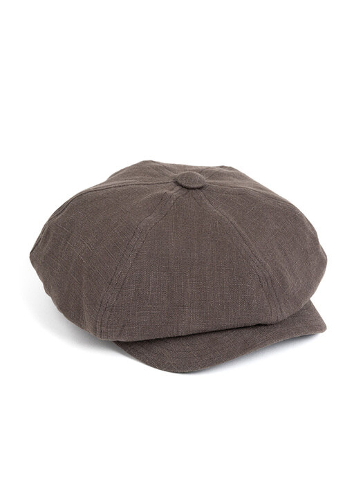 LB LINEN NEWSBOY CAP (brown)