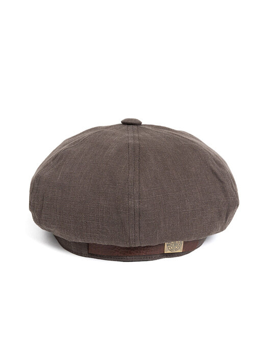 LB LINEN NEWSBOY CAP (brown)