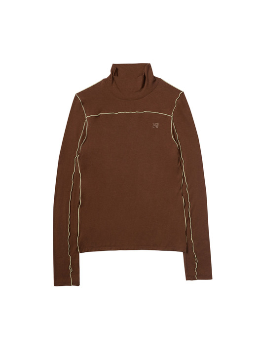 JERSEY TURTLENECK - BROWN