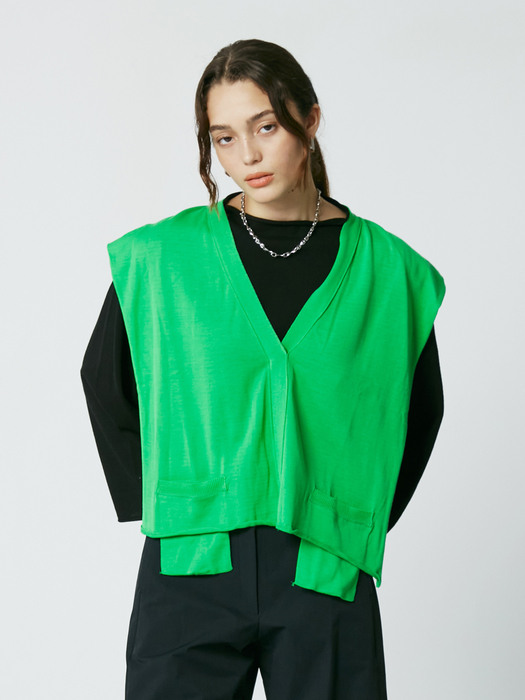 UNMADE V-NECK KNIT VEST_L/Green [U1M0K501/41]