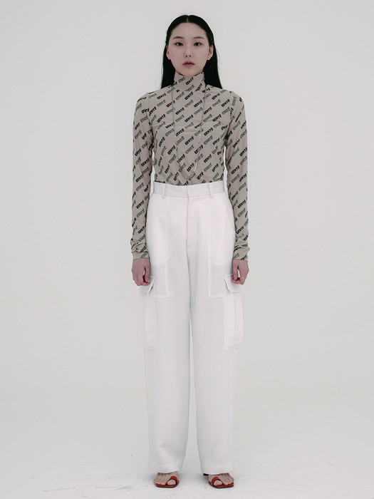 White wide cargo pants