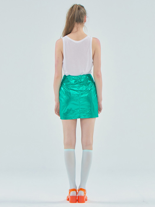 Foil Mini Skirt_Green