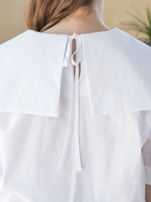 Sailor Collar Half Blouse White