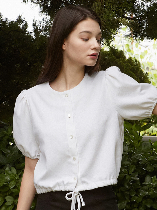 iuw1019 linen string half blouse (ivory)