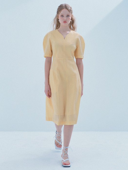 Tulip Seersucker Dress [Yellow]