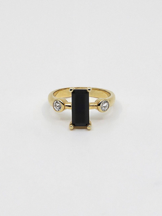 black onyx with white topaz ring