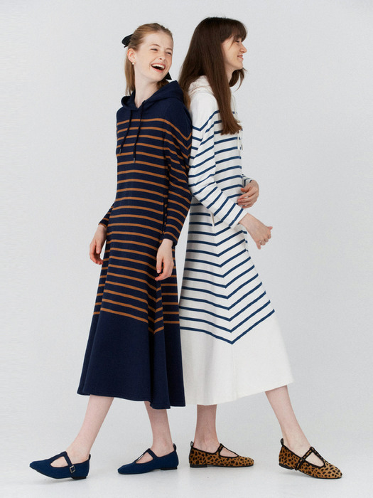 [N]WOLGOT Hoodie maxi stripe dress (2colors)