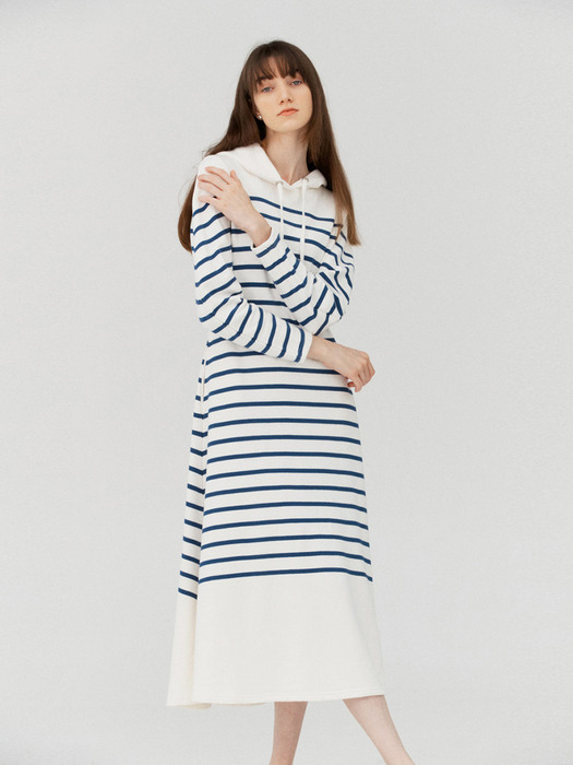 [N]WOLGOT Hoodie maxi stripe dress (2colors)