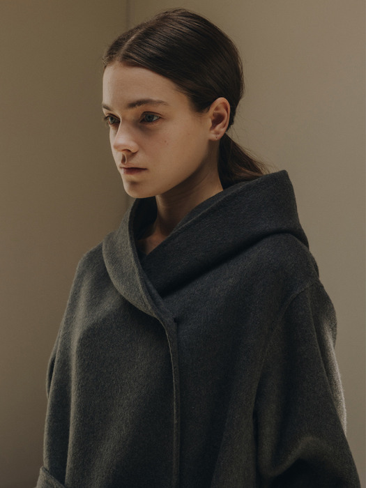 hoodie shawl coat (charcoal)