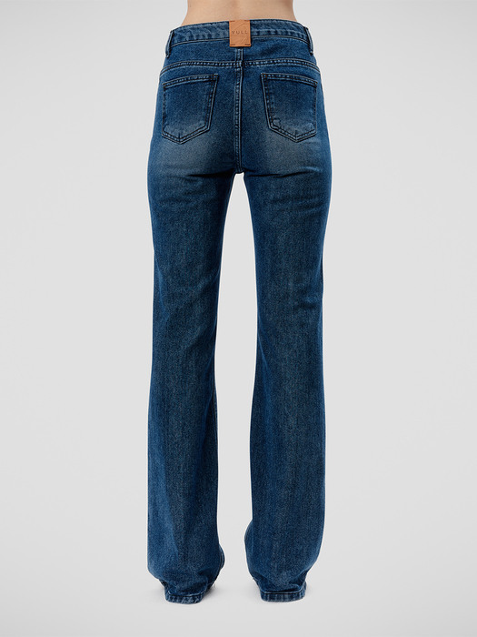 WASHING FLARED JEANS (BLUE)