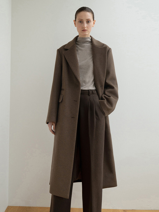WOOL BLEND STRAPLESS BELTED COAT