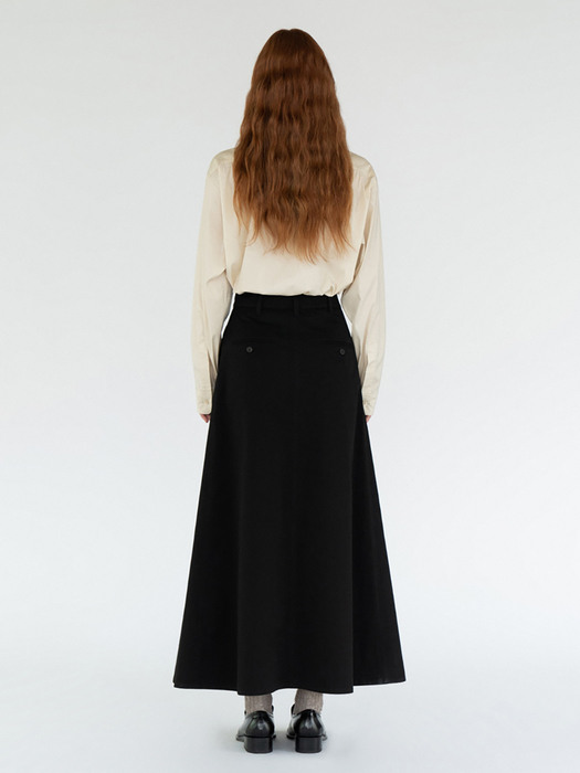 Cotton Long Skirt / Black