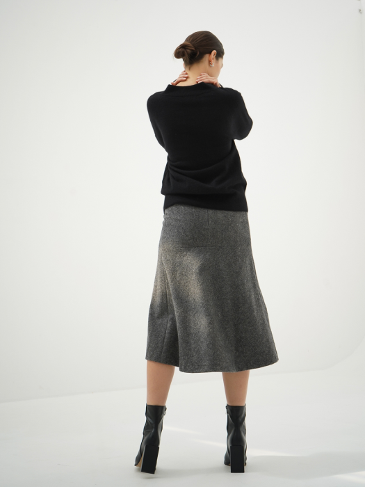 Herringbone Flared Skirt_Black