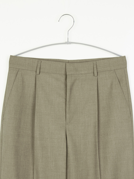 Pleated Wide Pants (Khaki)