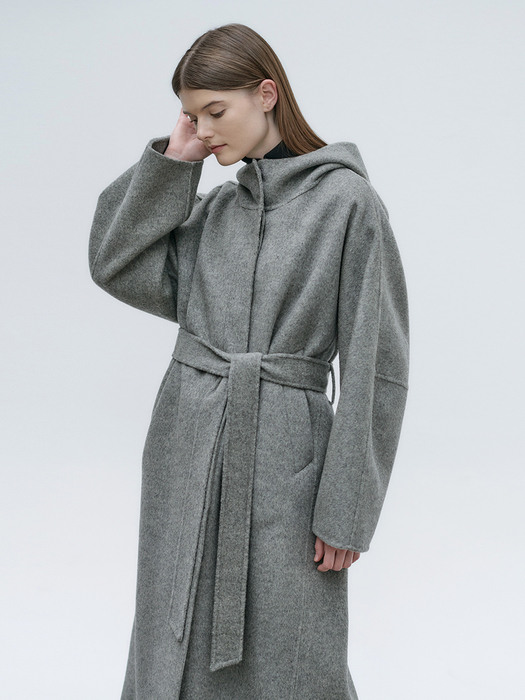 21FN hoody long handmade coat [GY]