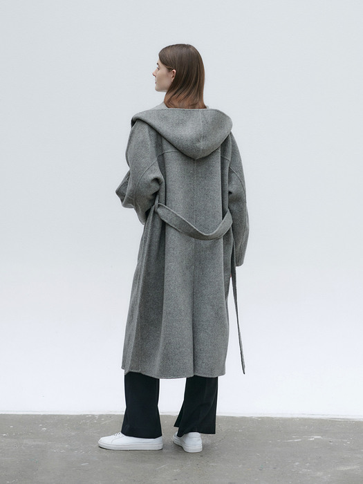 21FN hoody long handmade coat [GY]