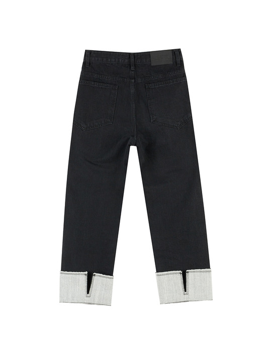 W ROLL-UP DENIM black