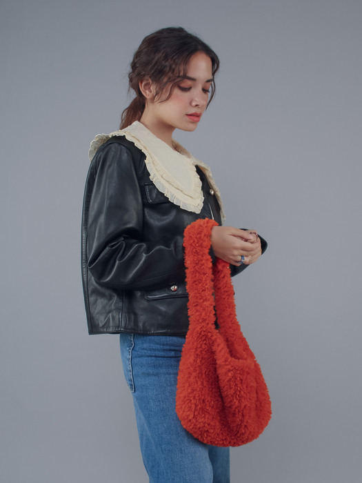Handmade knitted furry bag (Dark orange)