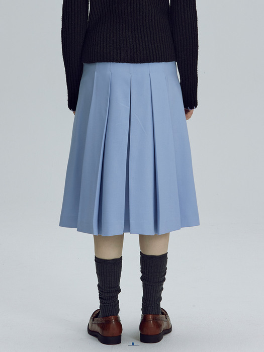 Belted pleated skirt - Sky blue