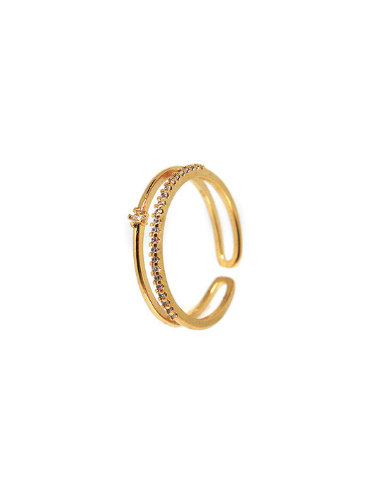 Cubic Line Layered Open Ring (Silver925)
