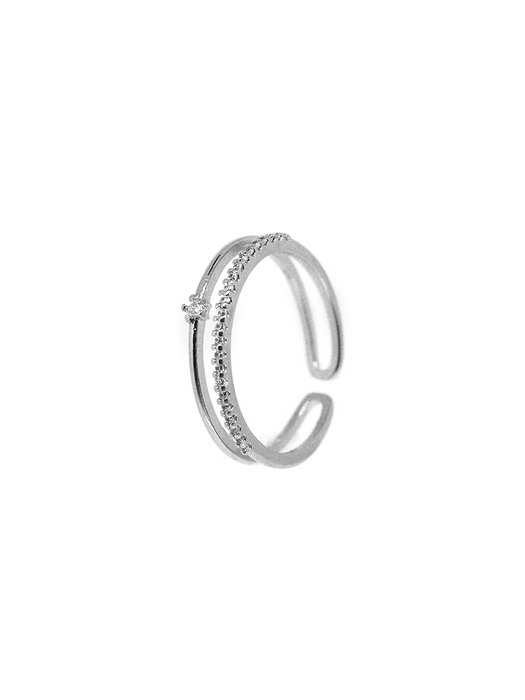 Cubic Line Layered Open Ring (Silver925)