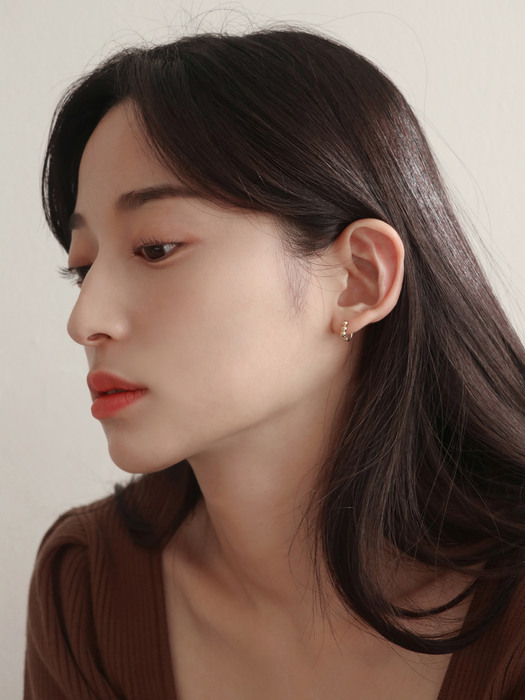 [단독]14K gold triple one-touch earring