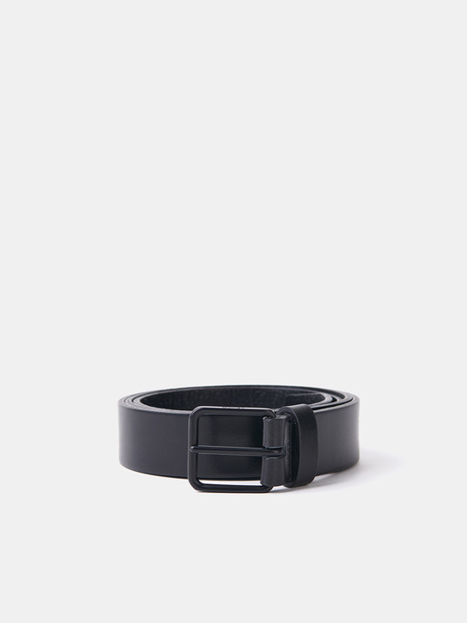  Signature Square Leather Belt - Black