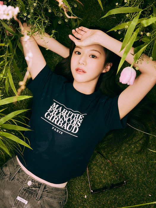 W CLASSIC LOGO CROP TEE navy