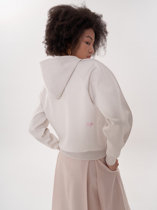 stitched sleeve hood sweat_ivory