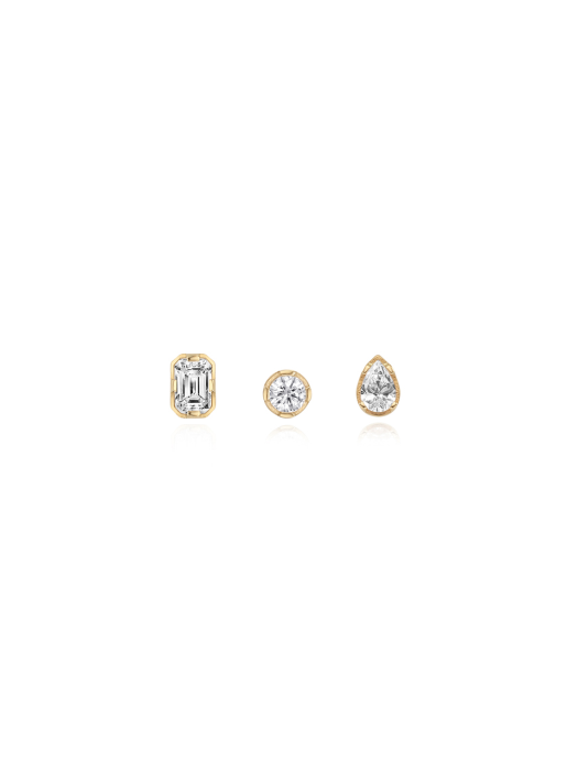 [14K Gold] Bezel Stone Earring (Single)