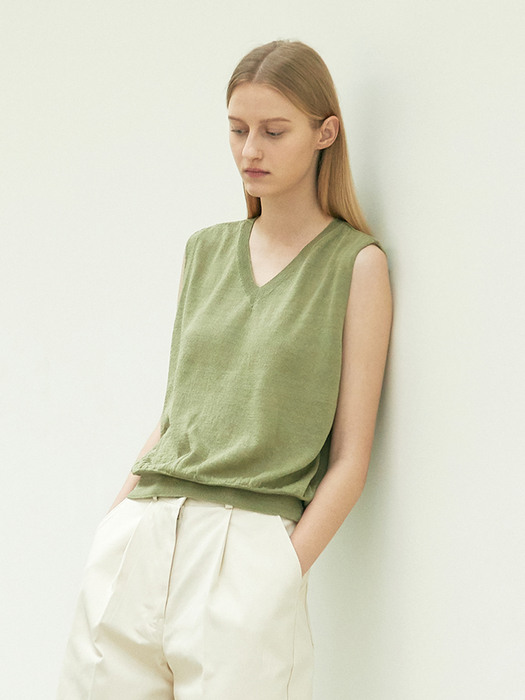 linen sleeveless knit (light khaki)