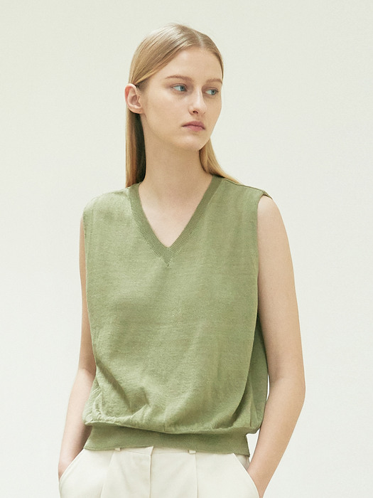 linen sleeveless knit (light khaki)