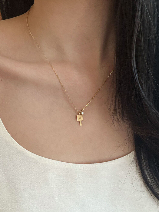 14k key initial necklace