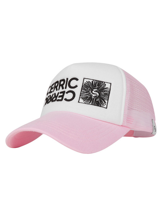 FLOWER EMBROIDERY MESH CAP / PINK