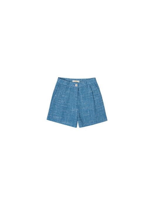 SIPT7049 summer tweed shorts_Powder blue