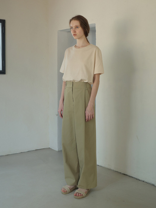 cotton wide pants (olive khaki)