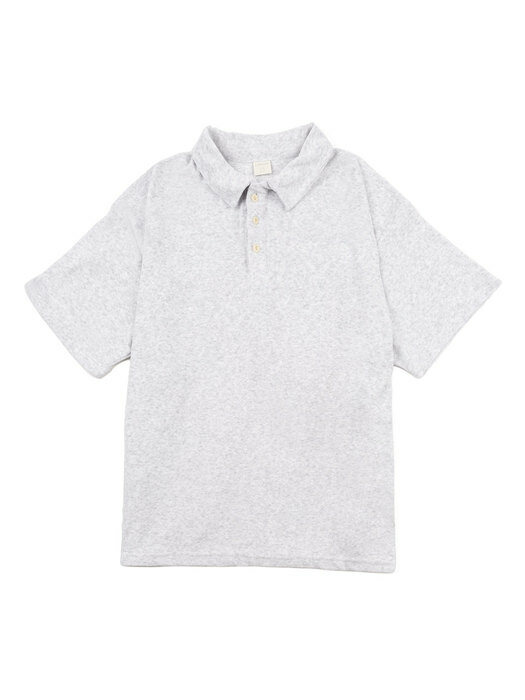 Overfit Terry Collar T-shirts_white melange M