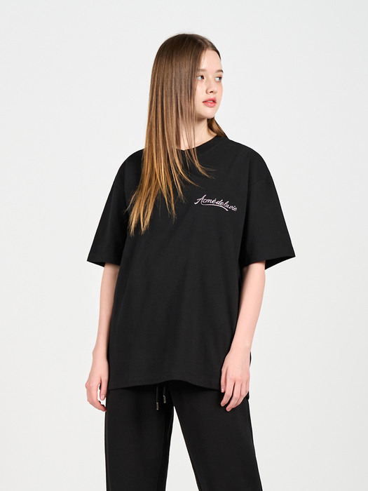 PEARL PRINTING LOGO SHORT SLEEVE T-SHIRT BLACK