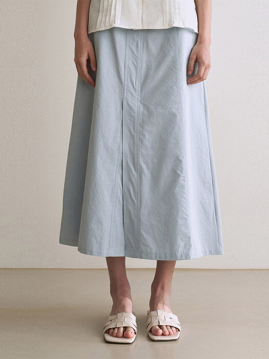 Slit cotton long skirt - sky blue