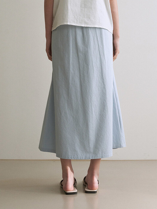 Slit cotton long skirt - sky blue