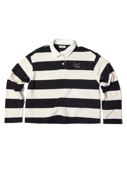 [Quiet Please] Stripe Rugger Polo Shirt (2 Colors)