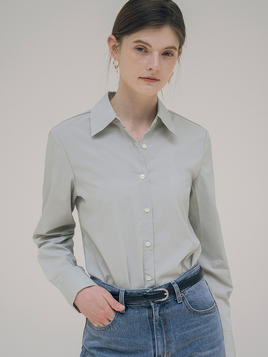 SITP5070 regular-fit signature shirt_Olive gray