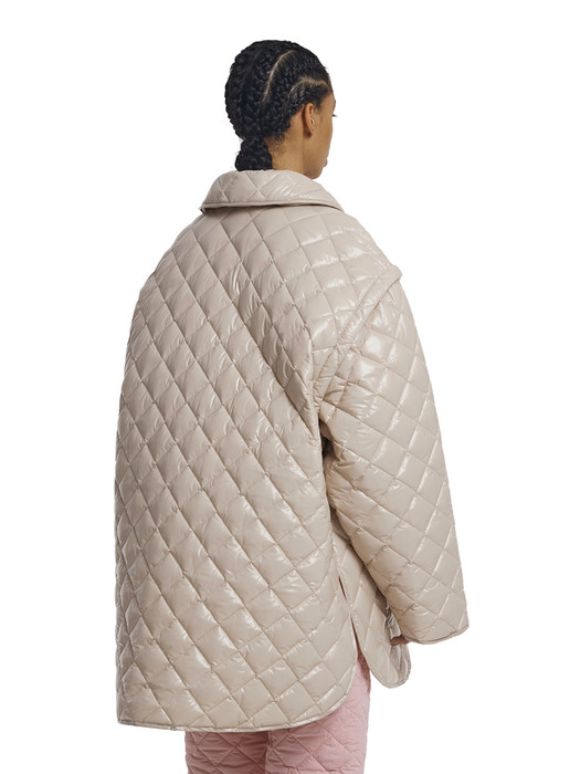 Detachable Sleeves Quilted Jacket_Ivory