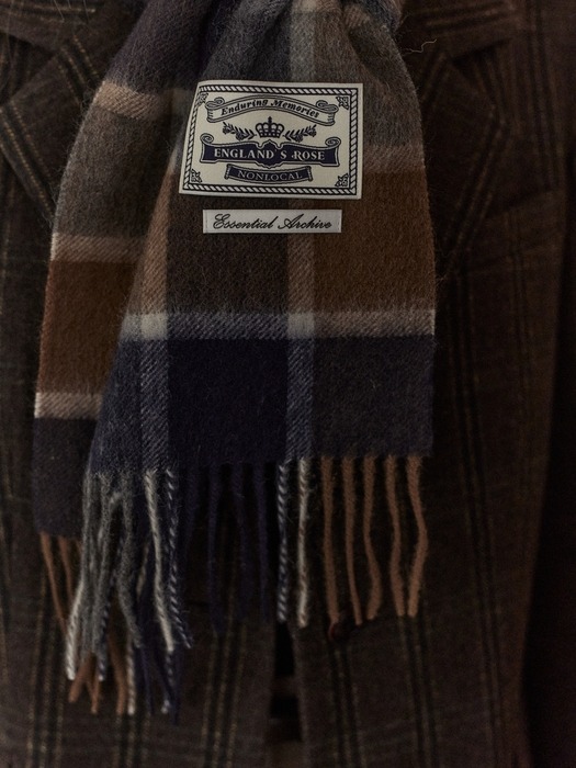 Daily check wool muffler - Navy check