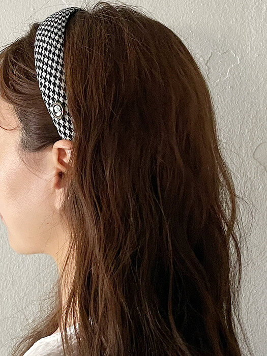 Vintage Mood Cameo Hound Check Volume HairBand [Black]