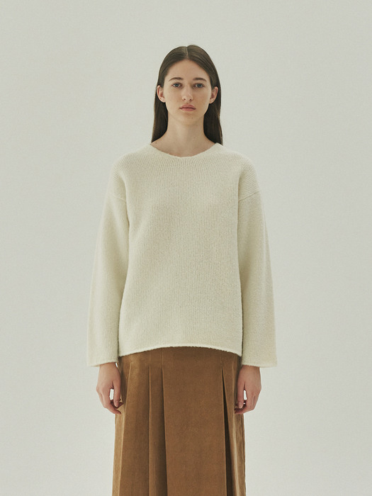 BACK OPEN RIBBON PULLOVER - IVORY