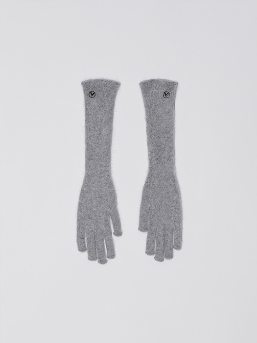 DIAGONAL X VICTORIA MOHAIR KNIT GLOVES (light grey)