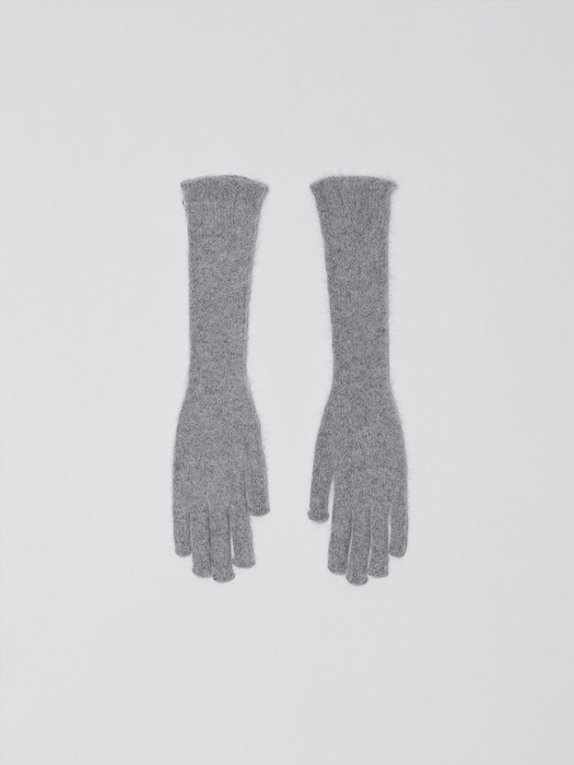 DIAGONAL X VICTORIA MOHAIR KNIT GLOVES (light grey)